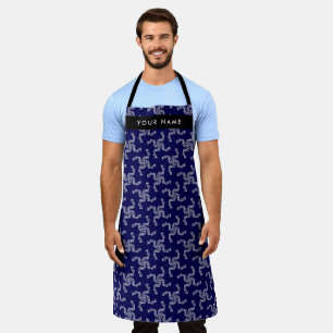 Delantal Guirnalda de Navidad, Azul, Tu nombre, Personaliza