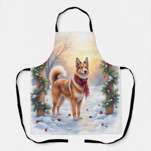 Delantal Guirnalda de Navidad de Tervuren belga a la acuare