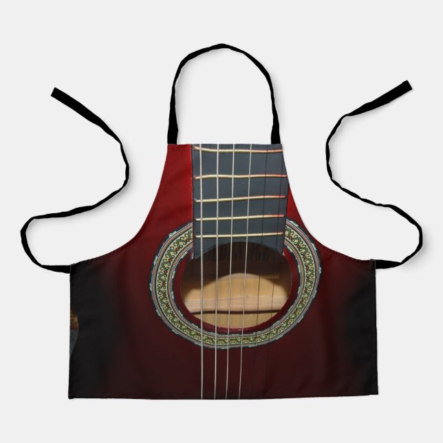 Delantal Guitarra clásica marrón, Apron de impresión comple (Anverso)