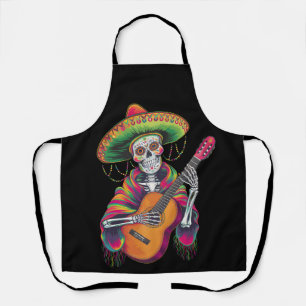 Delantal Guitarra de Fiesta de Cráneo de Esqueleto del Cinc
