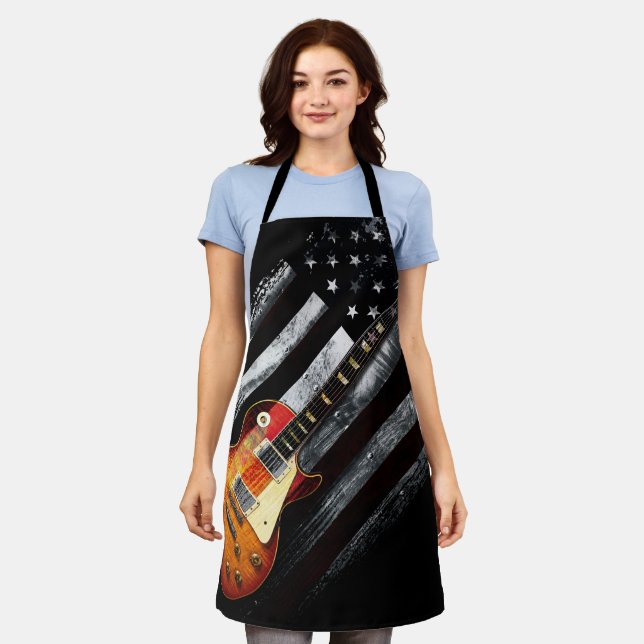 Delantal Guitarra eléctrica de rock retro de bandera estado (Gastado)