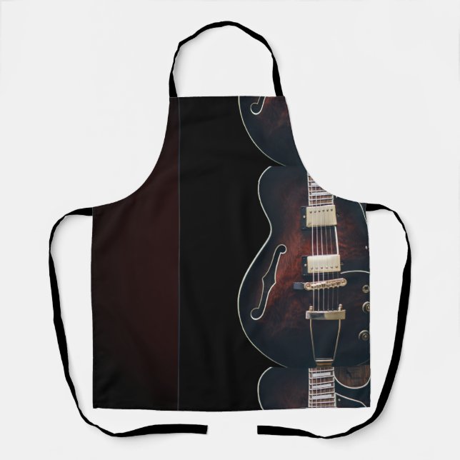 Delantal Guitarra Eléctrica Sobre Negro (Anverso)
