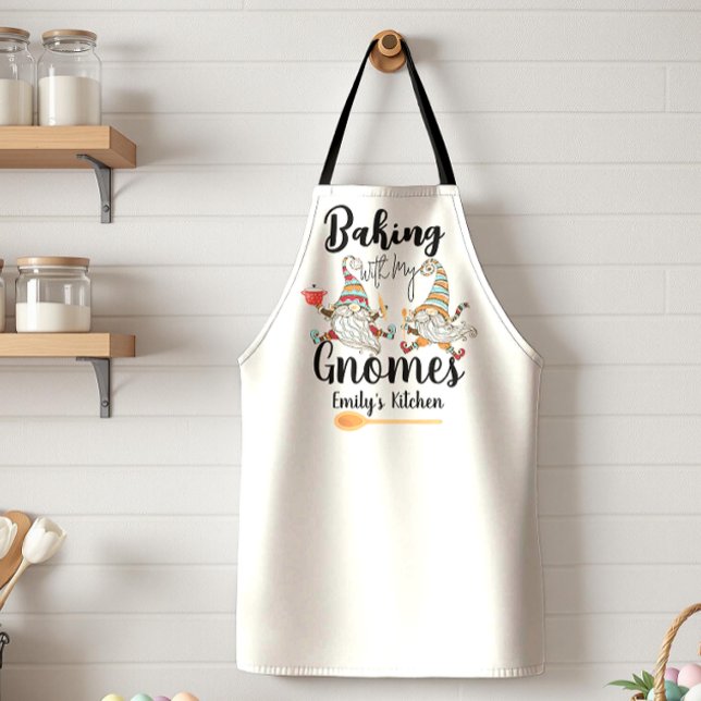 Delantal Haciendo el pan con mi panadería Personalizado Gno (Baking with my Gnomes cute Cooking Funny Xmas Baking quote baker womens lady pastry saying chef her)