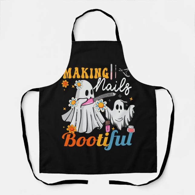 Delantal Haciendo las uñas Bootismo de Halloween para la té (Anverso)