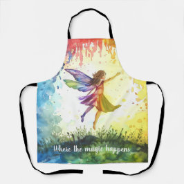 Delantal Hada acuarela arcoiris - Fantasía mágica