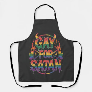 Delantal Hail Gay Satan Rainbow Baphomet Devil Goe LGBTQ