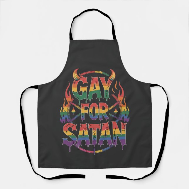 Delantal Hail Gay Satan Rainbow Baphomet Devil Goe LGBTQ (Anverso)
