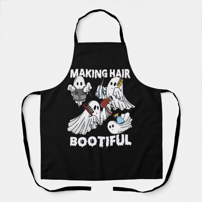 Delantal Hair Bootious Funny Scary Ghost Hairdresser (Anverso)