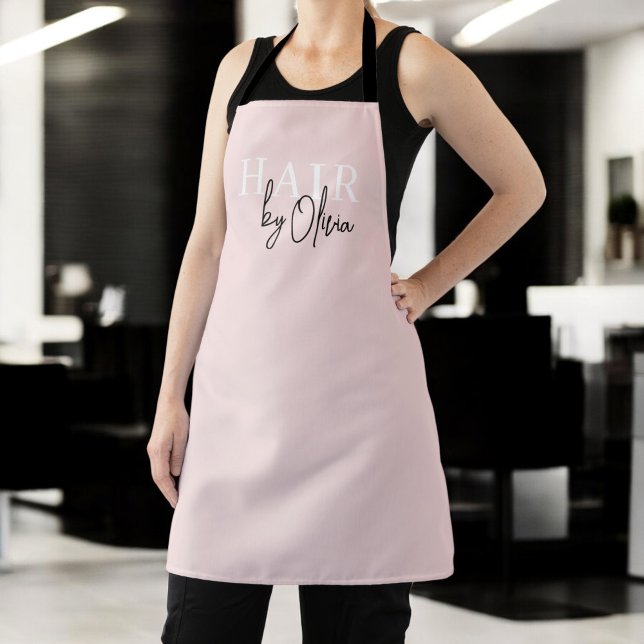 Delantal Hair Salon Rubor Pink Black Moderne Typography (Subido por el creador)