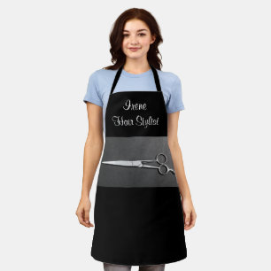 Delantal Hair Stylist Salon Black Scissors Apron