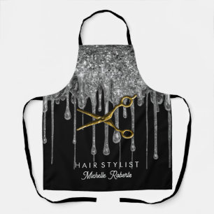 Delantal Hairstylis, Purpurina de oro personalizado de moda