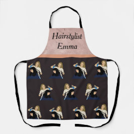 Delantal Hairstylist Business Apron Black & Peachand Pink