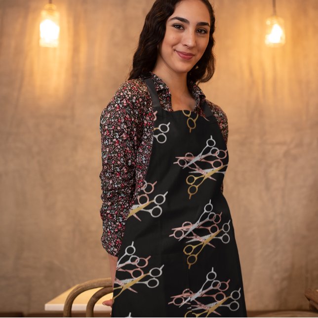 Delantal Hairstylist Hair Dresser Salon Rosa Tijeras de Oro (Subido por el creador)