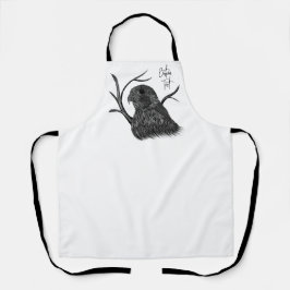 Delantal Halcón peregrino en ramas de árbol con escritura a