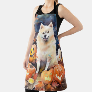 Delantal Halloween Akita Americano Con Calabazas Espeluznan