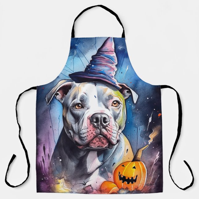 Delantal Halloween American Staffordshire Con Calabazas (Anverso)