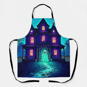 Delantal Halloween atormentado diseño de la casa fantasma