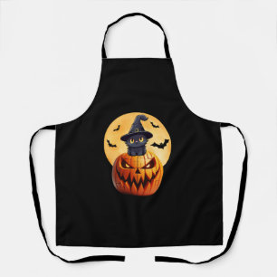 Delantal Halloween Black Cat Pumpkin trae emoción a los hom