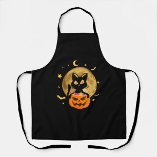 Delantal Halloween Black Cat Scary Calabaza en la luna de l