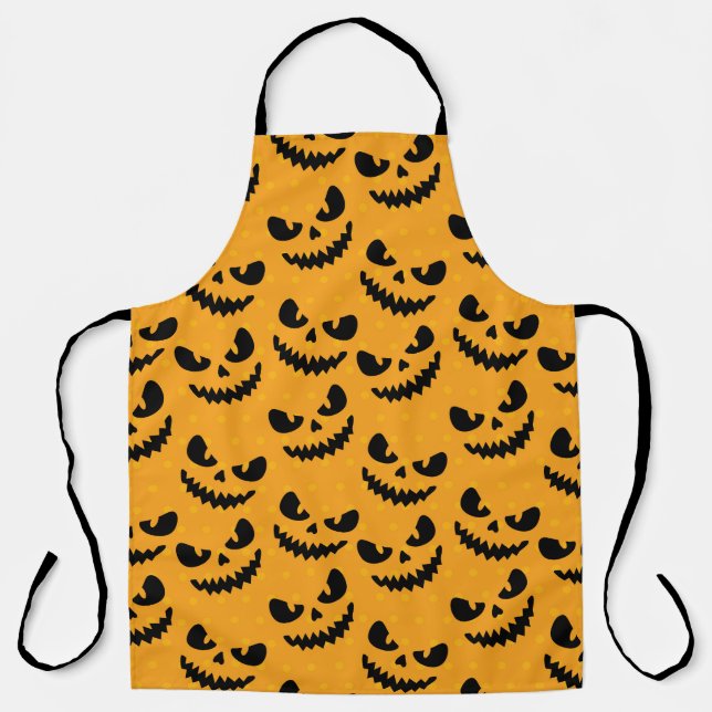 Delantal Halloween: caras de miedo, estilo vintage. (Anverso)