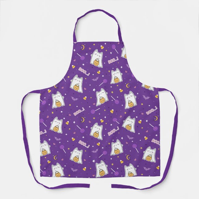 Delantal Halloween Cat Ghost Apron (Anverso)