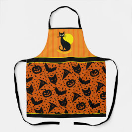 Delantal Halloween Cat Retro Halloween Apron