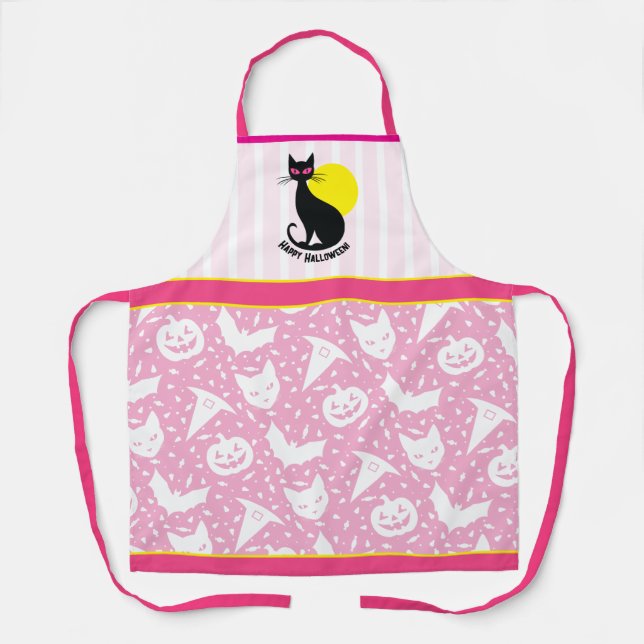 Delantal Halloween Cat Retro Halloween Apron (Anverso)