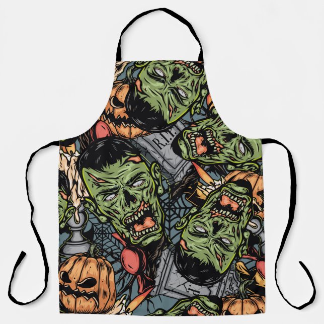 Delantal Halloween colorful elements seamless pattern with  (Anverso)