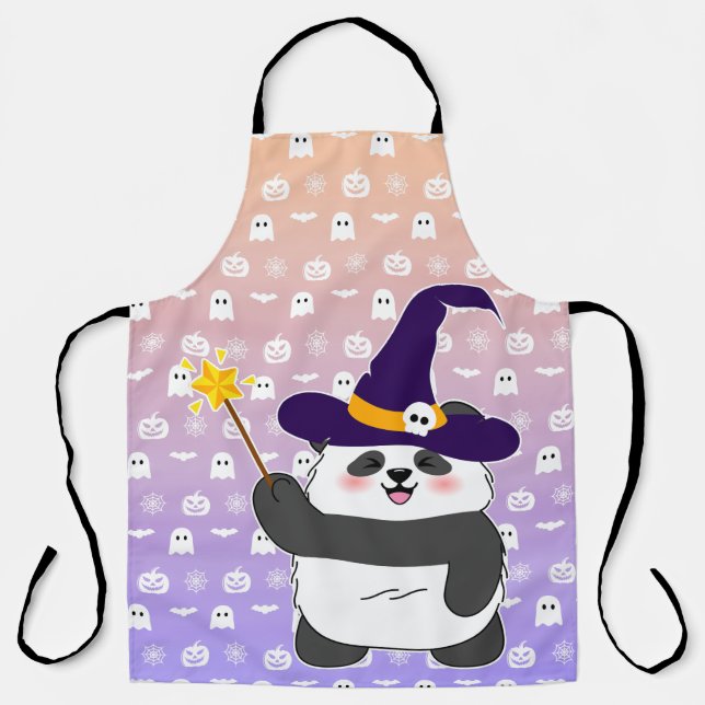 Delantal Halloween Curte Baby Panda Witch Magic Wand (Anverso)