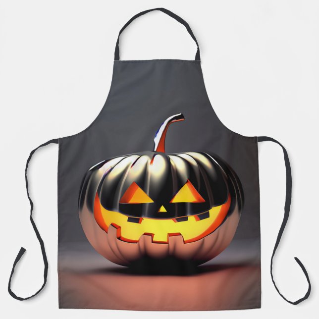 Delantal Halloween de calabaza brillante (Anverso)