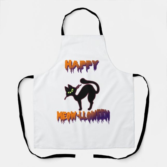 Delantal Halloween de la calabaza de gato negro (Anverso)