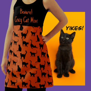 Delantal Halloween de Mamá Gato Loco Personalizado