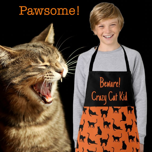 Delantal Halloween del Crazy Cat Kid (It's a family affair in the kitchen!)