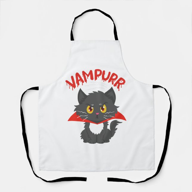 Delantal Halloween del vampiro del gato (Anverso)