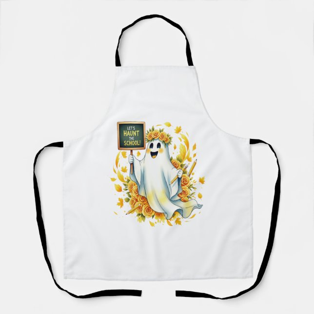 Delantal Halloween en la Escuela de Brujas (Anverso)