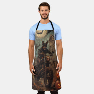 Delantal Halloween en la motocicleta Kelpie australiana