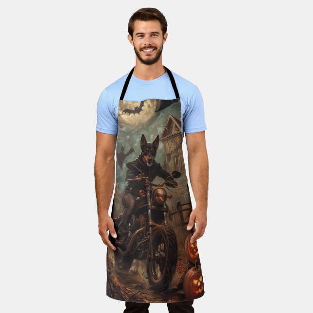 Delantal Halloween en la motocicleta Kelpie australiana (Gastado)