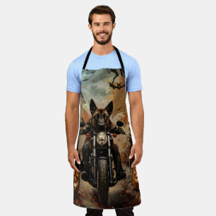 Delantal Halloween en motocicleta de Pastor Anatoliano