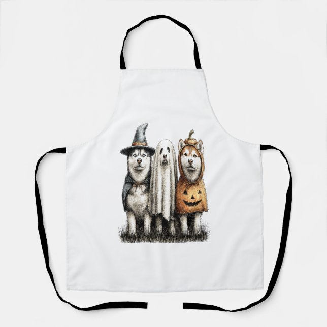 Delantal Halloween Ghost Siberian Husky Dog (Anverso)