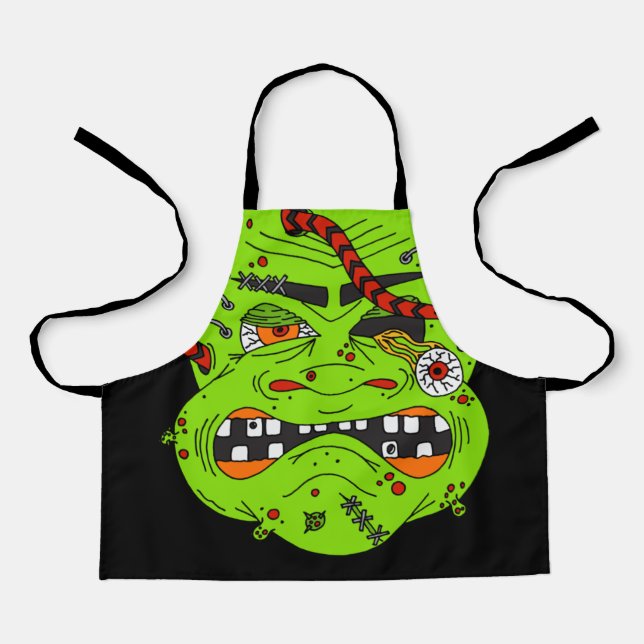 Delantal Halloween Gory Frankenstein Monster Green Kids (Anverso)