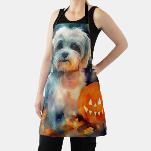 Delantal Halloween Havanese con calabazas aterradoras