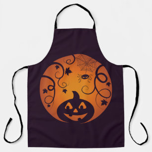 Delantal Halloween Jack o linterna cara de calabaza y araña