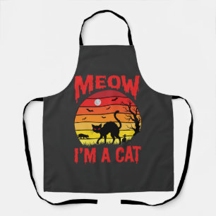 Delantal Halloween Meow Soy un Gato Atardecer Retro