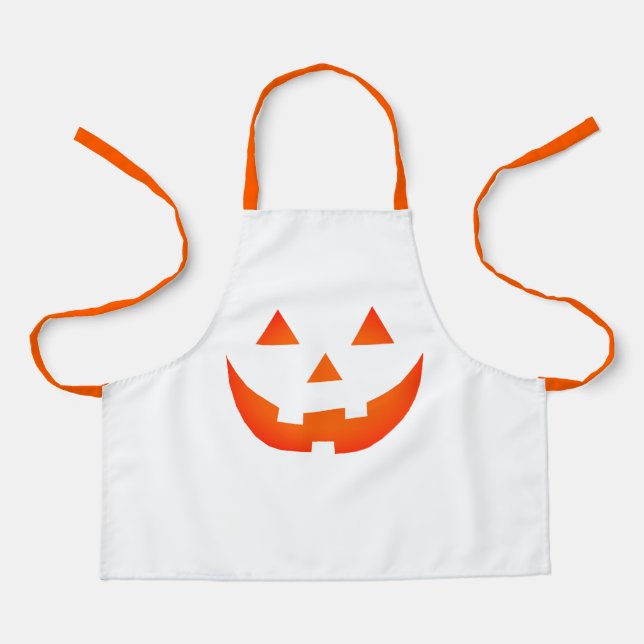 Delantal Halloween naranja blanco Jack o cara de calabaza d (Anverso)