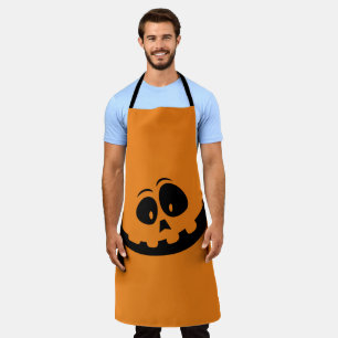 Delantal Halloween naranja calabaza temible cara otoño grac