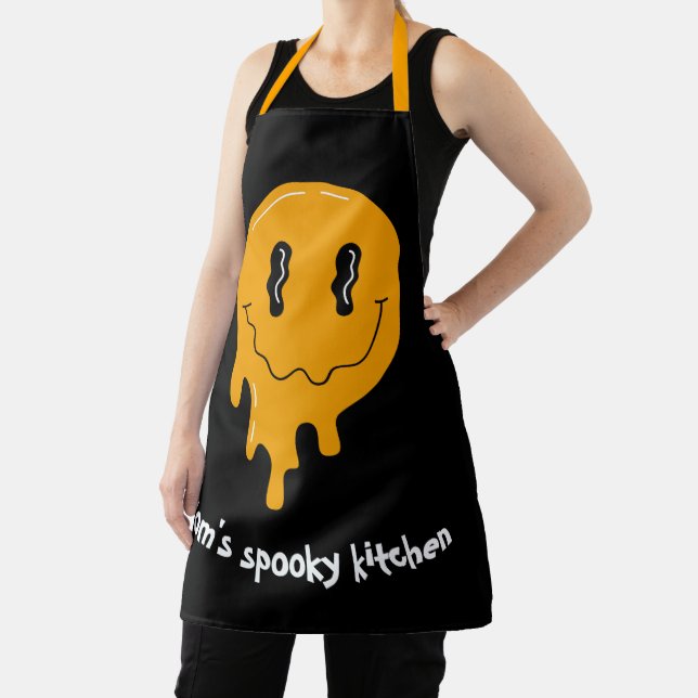 Delantal Halloween Naranja  fantasma ☜ Personalizado (in situ)
