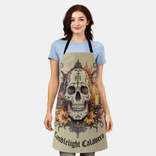Delantal Halloween, Patrón de Calavera, Calavera a la luz d
