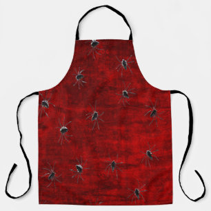 Delantal Halloween Rojo Grungy y Arañas