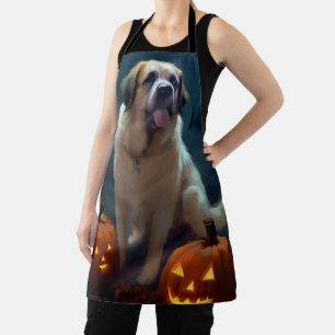 Delantal Halloween Saint Bernard con calabazas aterradoras