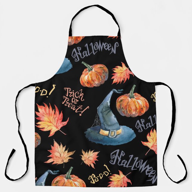 Delantal Halloween seamless pattern with halloween pumpkin, (Anverso)